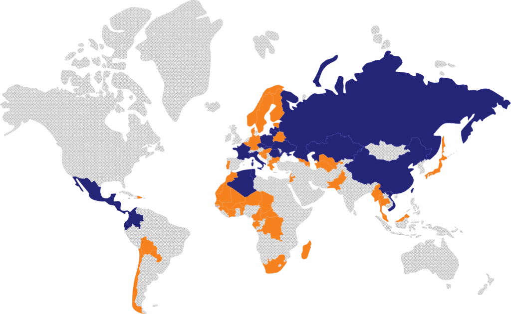 Mapa con presencia global en mas de 80 países